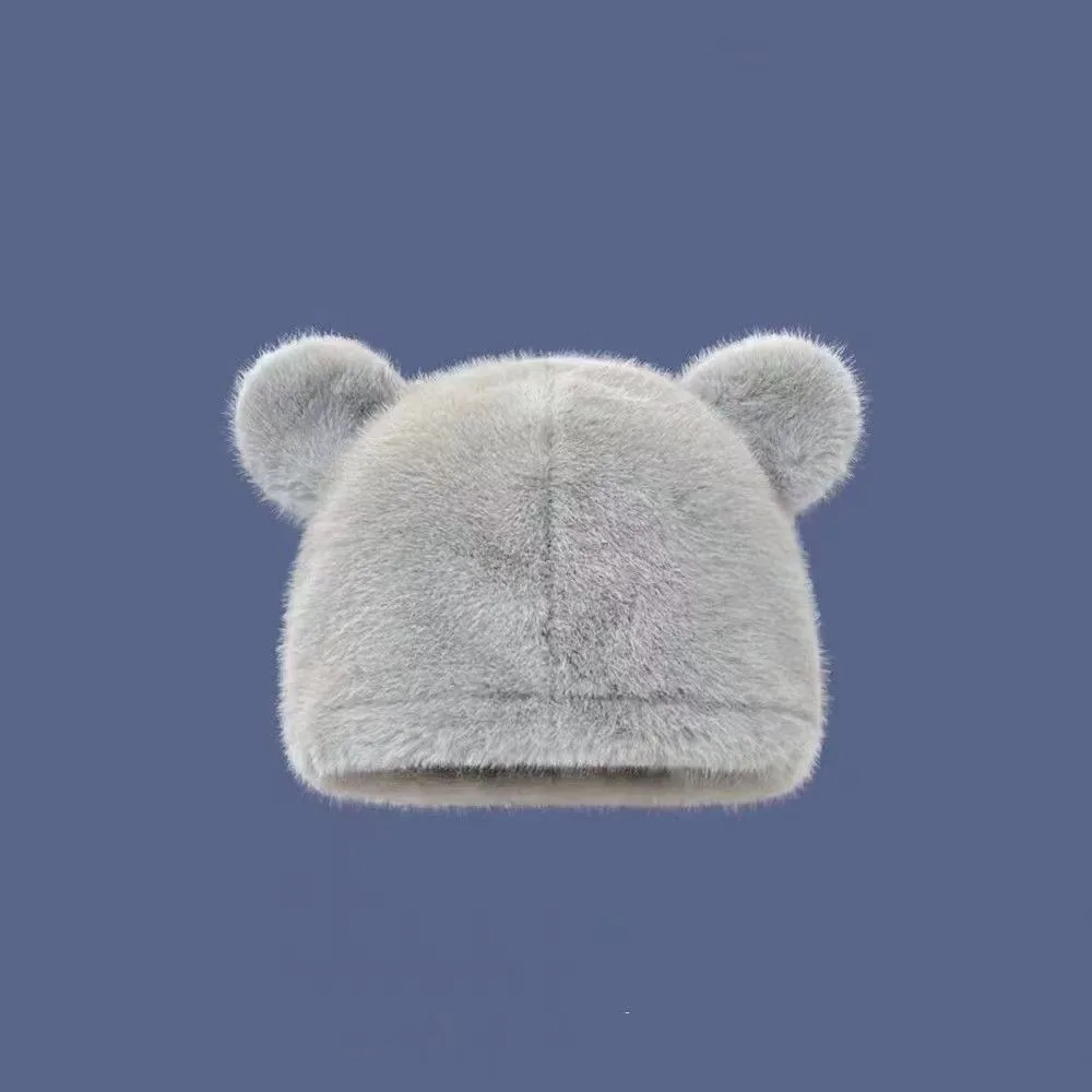 

Lovely Winter Faux Fur Hat Fluffy Warm Bear Ear Hat Ear Protection Outdoor Women's Beanie Hats Female