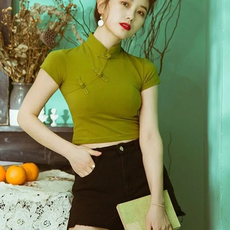 2025 милая одежда в китайском стиле, летние блузки, модная футболка 2024, винтажная футболка в стиле Харадзюку, женский азиатский уличный топ
