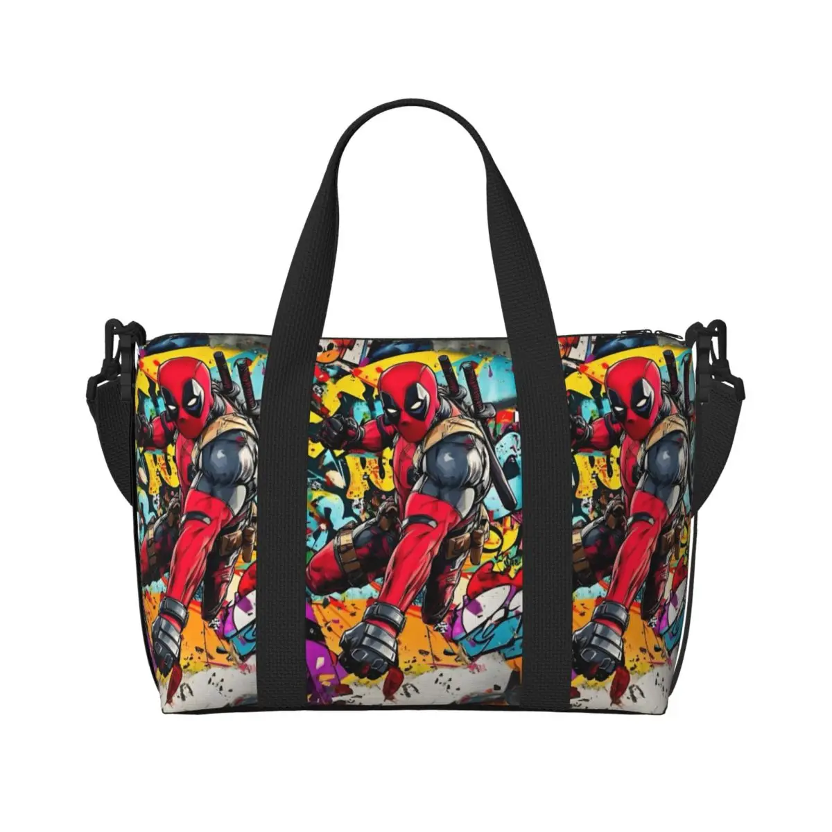 

Большая большая сумка-тоут Дэдпула на заказ, женская сумка с комиксами для покупок, пляжная дорожная сумка для спортзала