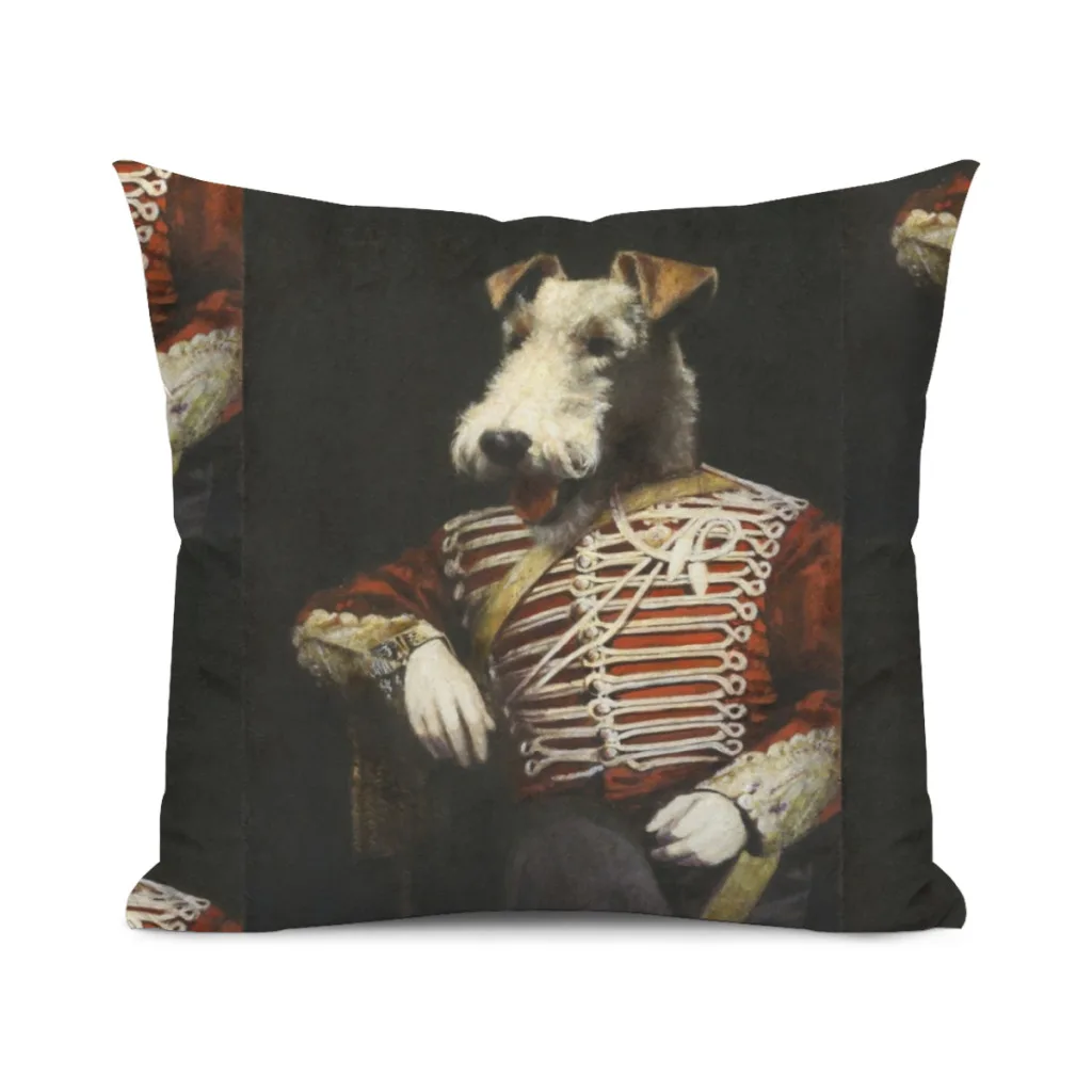 Victorian Fox Terrier In Uniform Pillow Case SoftCushion Cover For Home Decor Easy To Clean