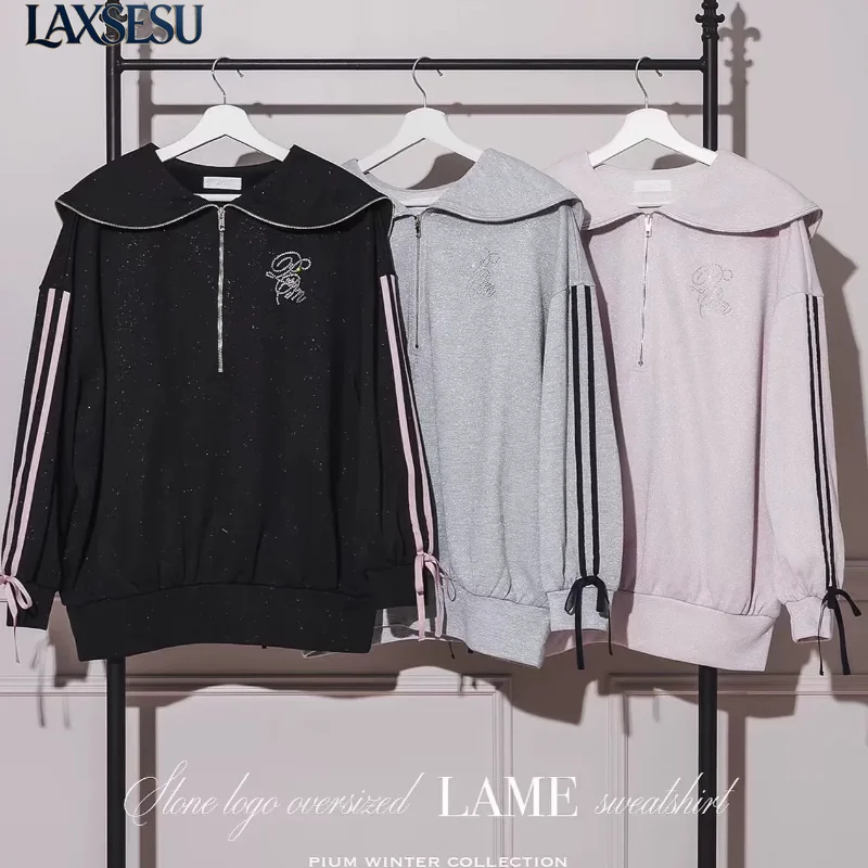 Spring Autumn Casual Sweatshirts Japanese Sports Loose Pullover Long Sleeved Top Rhinestone Striped Comfortable Hoodie for Women