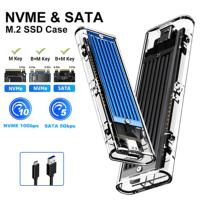 M2 SSD Case 10Gbps SATA NVMe Dual Protocol Enclosure M.2 to USB Type C 3.1 Hard Drive Adapter for NVME PCIE NGFF SSD Disk Box