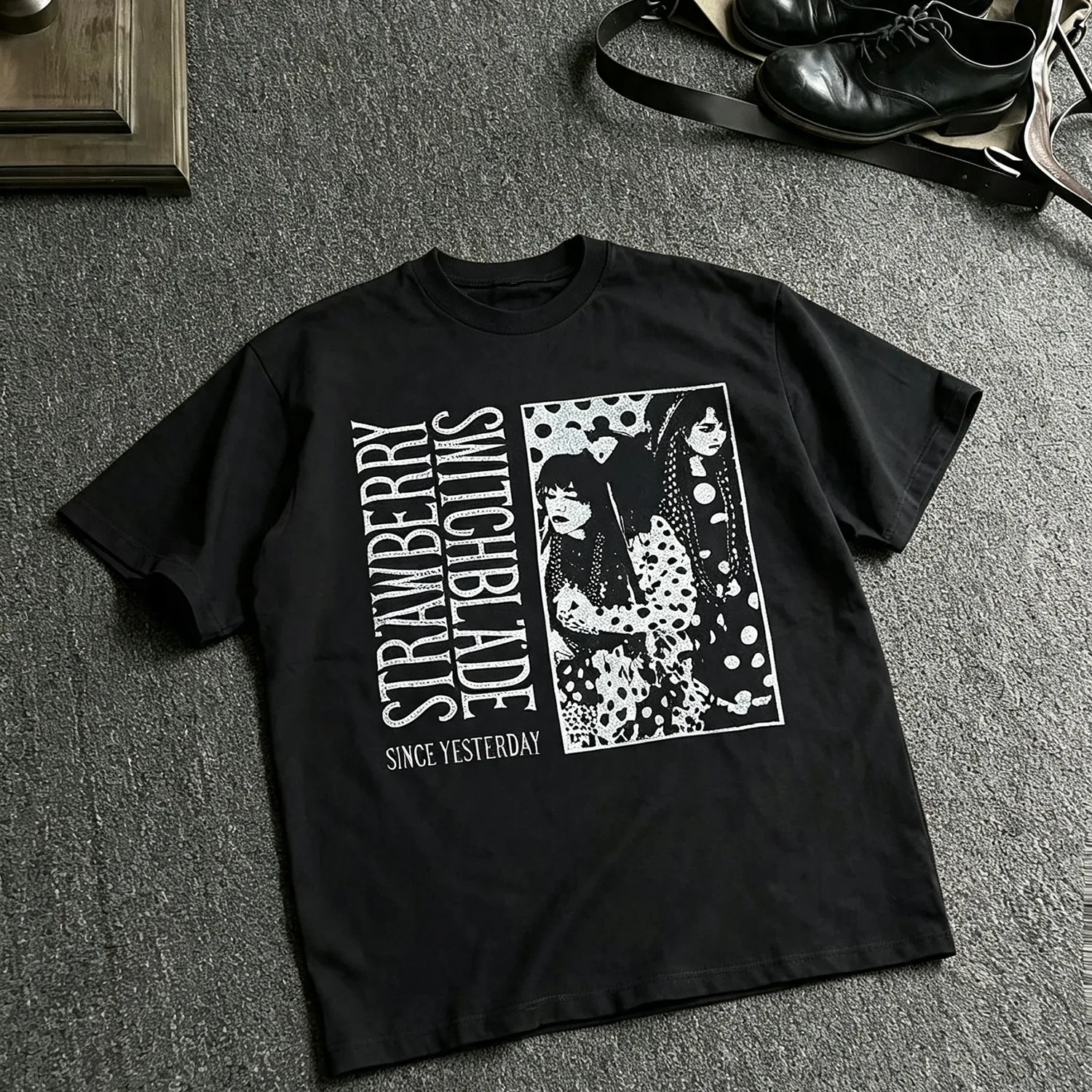 Vintage Strawberry Switchblade Graphic T-Shirt Retro 80s Goth Post Punk Band Print Short Sleeve Tee Unisex Casual Cotton Band Merch Top.