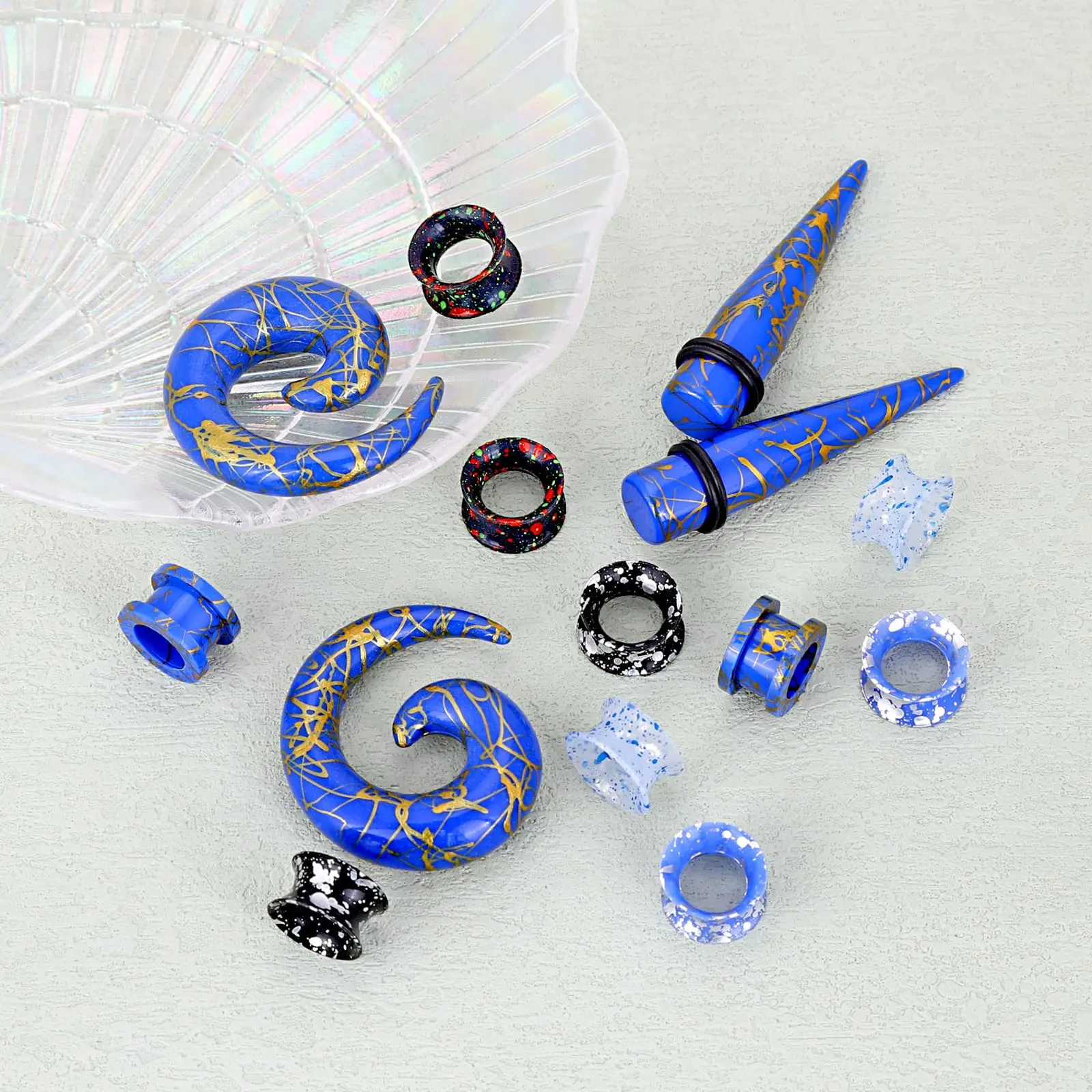 2/14pcs Ear Stretching Acrylic Tapers Plug Pincher Silicone Tunnel Ear Gauges Expander Body Piercing Jewelry Size 6/8/10mm