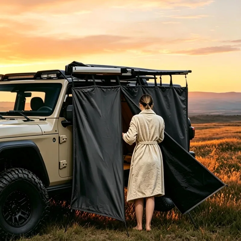 Vehicle Roof Mounted Shower Tent Waterproof Foldable Outdoor Camping Changing Privacy Room For Overlanding Offroad Trip