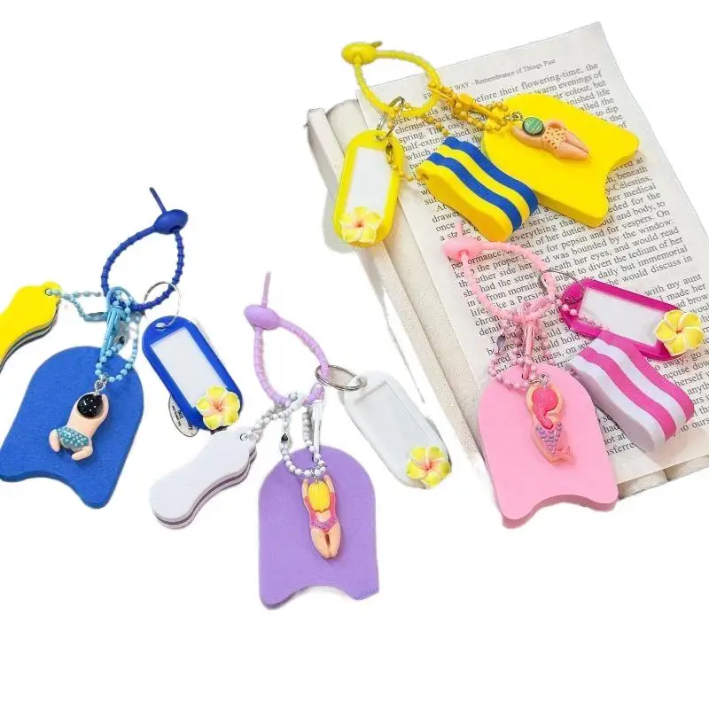 Kawaii Mini-Surfbrett-Schlüsselanhänger, Cartoon-Schwimm-Anhänger, leere Namensschilder, dekorativer Schlüsselhalter für Geldbörsen, Anhänger-Accessoire – Detail 6