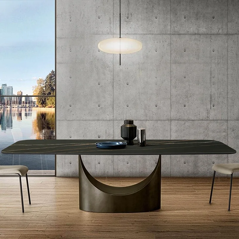 Rocky plate dining table and chair combination household rectangular modern minimalist table Italian very simple table