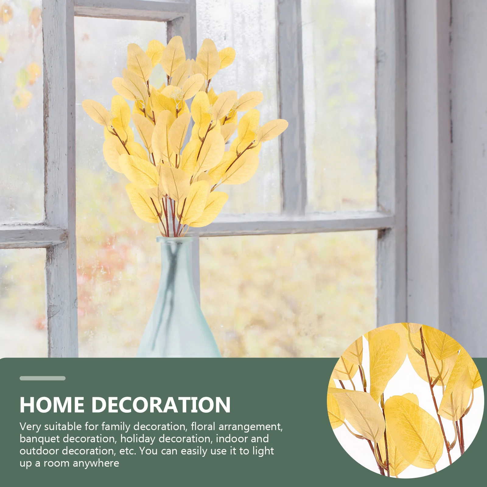 

3pcs Faux Eucalyptus Leaves Artificial Foliage Plants For Home Garden Decor Vase Arrangements Flocking Branches Fake Leaves