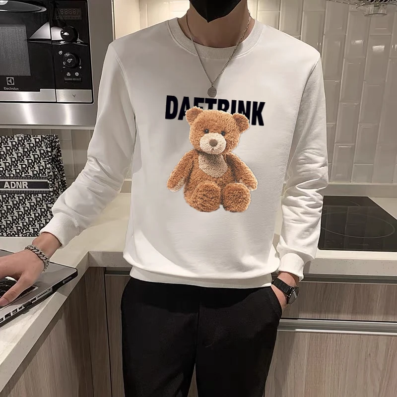 

Мужская толстовка из чистого хлопка с длинным рукавом, свободного кроя, белого цвета, весна-осень, японский стиль, круглый вырез