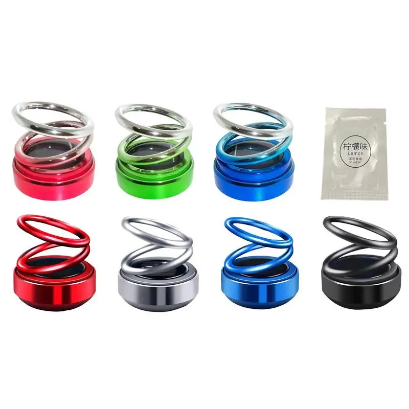 1Pcs Portable Mini Car Air Freshener Solar Powered Double Ring Rotating Air Cleaner Perfume Fragrance Diffuser Decoration