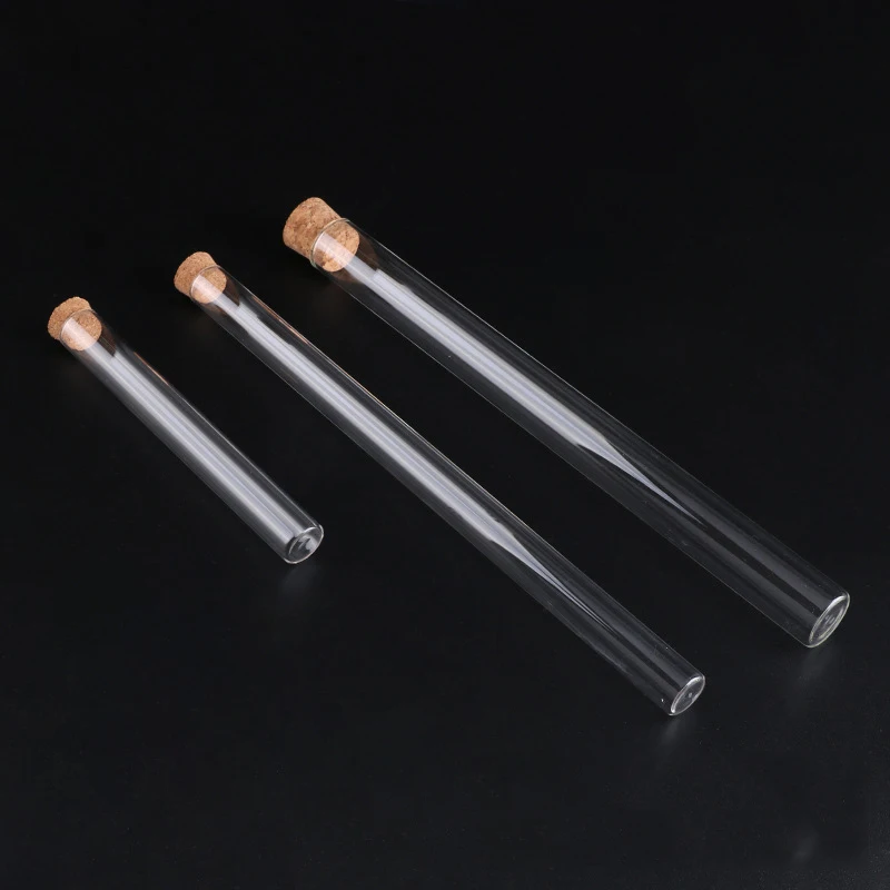 

Various Sizes Transparent Glass Flat Bottom Test Tube With Cork Stoppers Empty Scented Incense Sticks Container Eco-friendly