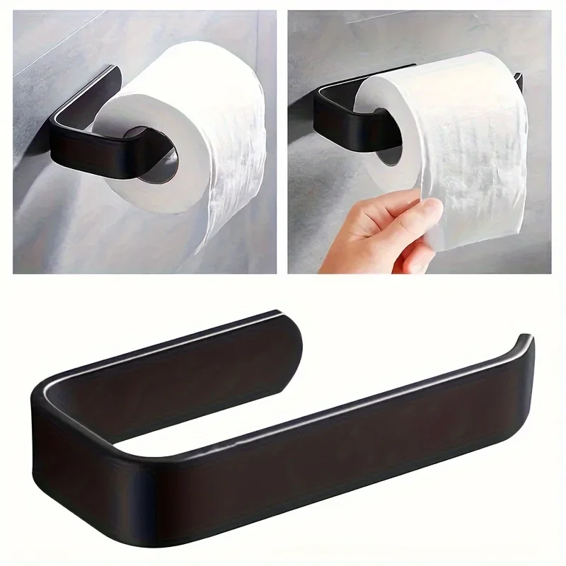 

1pc Wall-Mounted Toilet Paper Holder - No Drilling Required, Space-Saving Bathroom Towel Rack & Storage Rack