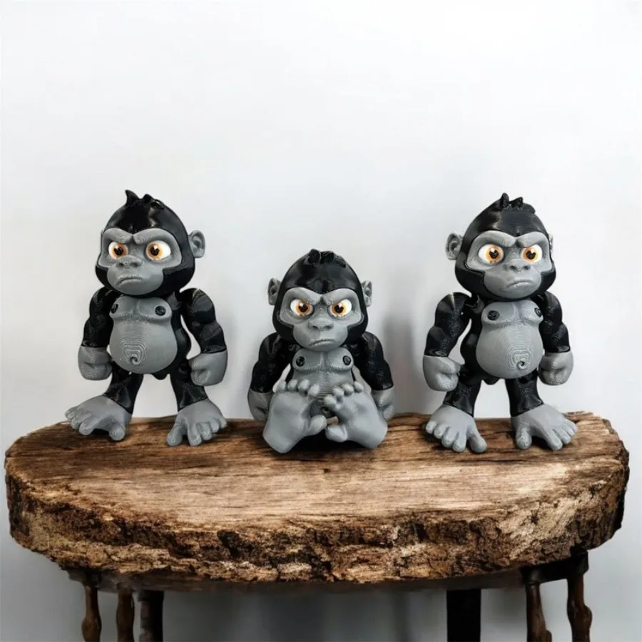 Adorno de estatua de gorila 3D, gorila multiarticulación integrada, colección conmemorativa de mascotas, decoración de escritorio, compañero de escritorio divertido
