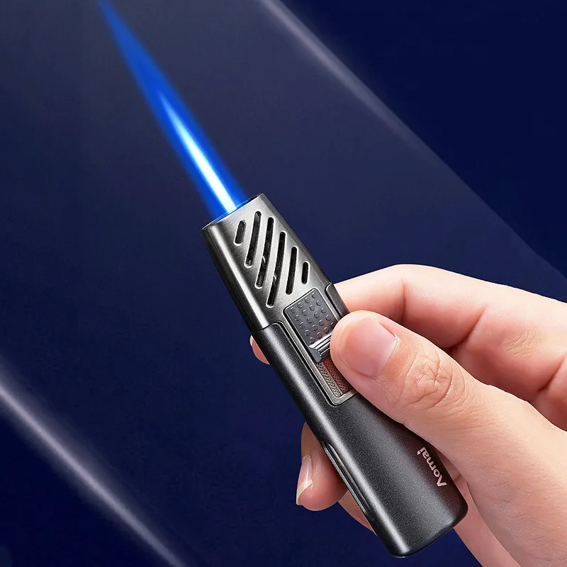 Compact Pen style Windproof Blue Flame Welding Gun Butane Gas Torch Lighter Visible Gas Window Outdoor Portable Cigar Lighters