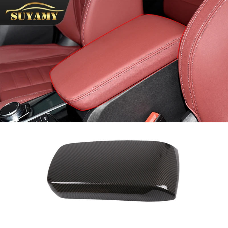 

Carbon Fiber Style Car Stowing Tidying Armrest Box Sticker Cover Trim For BMW X3 X4 G01 G02 2018-2023 Auto Interior Accessories