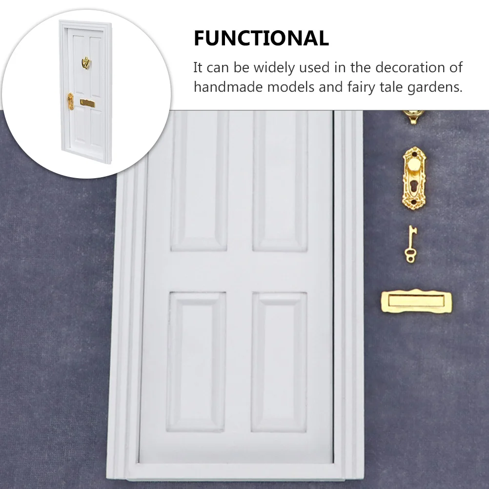1pc Mini mobili a quattro griglie in legno fai da te per la casa delle bambole Decorazione del giardino delle fate Mini porta della casa Artigianato Decorazione della porta in legno