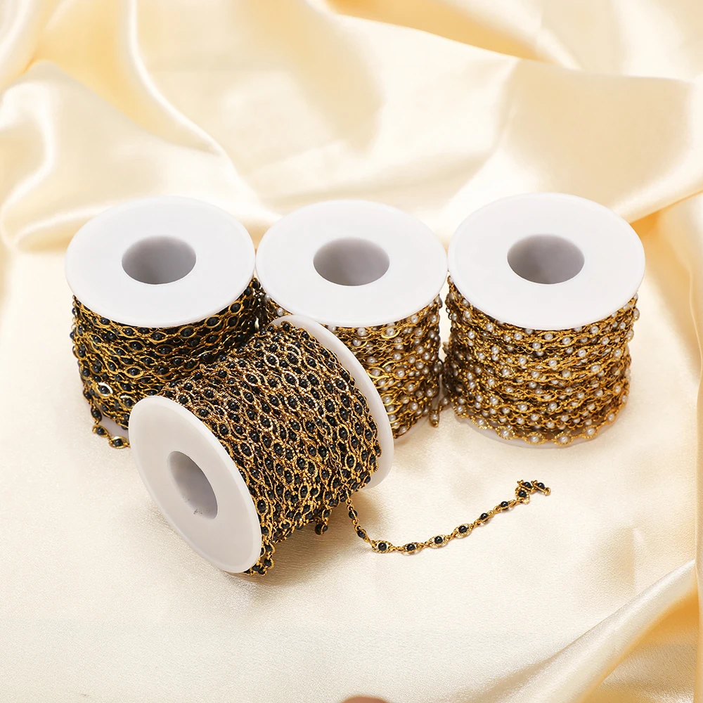1 Meter PVD Gold Edelstahl Perlen-Augenketten für DIY Damenschmuck Halsketten Armbänder Ohrringe Bastelbedarf – Detail 3