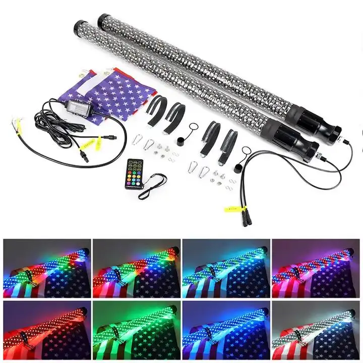 

1.75nch Hyper Fat Led flag Whip Light Remote APP Control offroad ATV UTV 1ft 2ft 3ft Wide Diameter Thick RGB Chaising Color