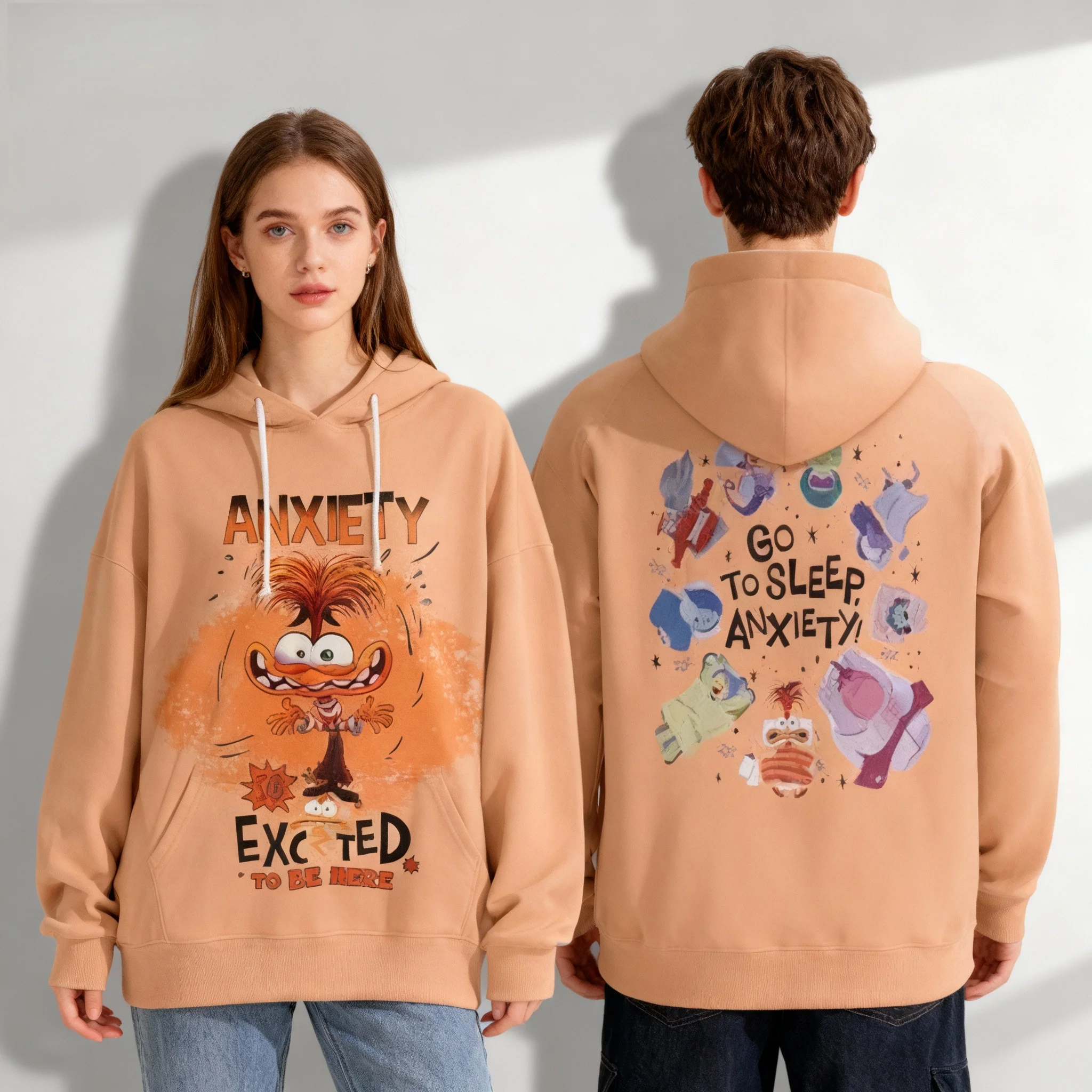 Disney Series Frozen Printed Sweet Cool Street Autumn/Winter Hoodie Oversized Women's Adult and Children's Same Size Jacket