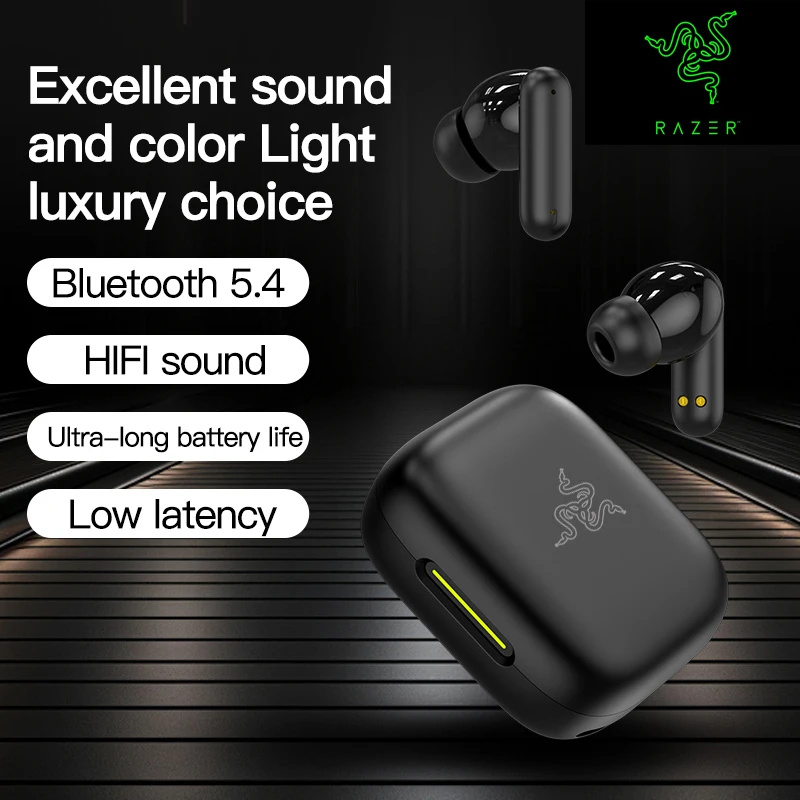 Razer سماعة رأس بخاصية البلوتوث داخل الأذن HiFi ستيريو لعبة سماعات مقاومة للماء سماعة أذن رياضية لاسلكية مع ميكروفون سماعات أذن