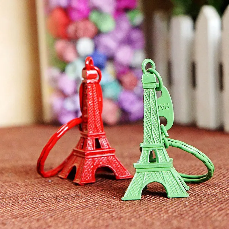 10Pcs Paris Eiffel Tower Keychain Mini Eiffel Tower Keyring Candy Color Key Ring 10 Colors