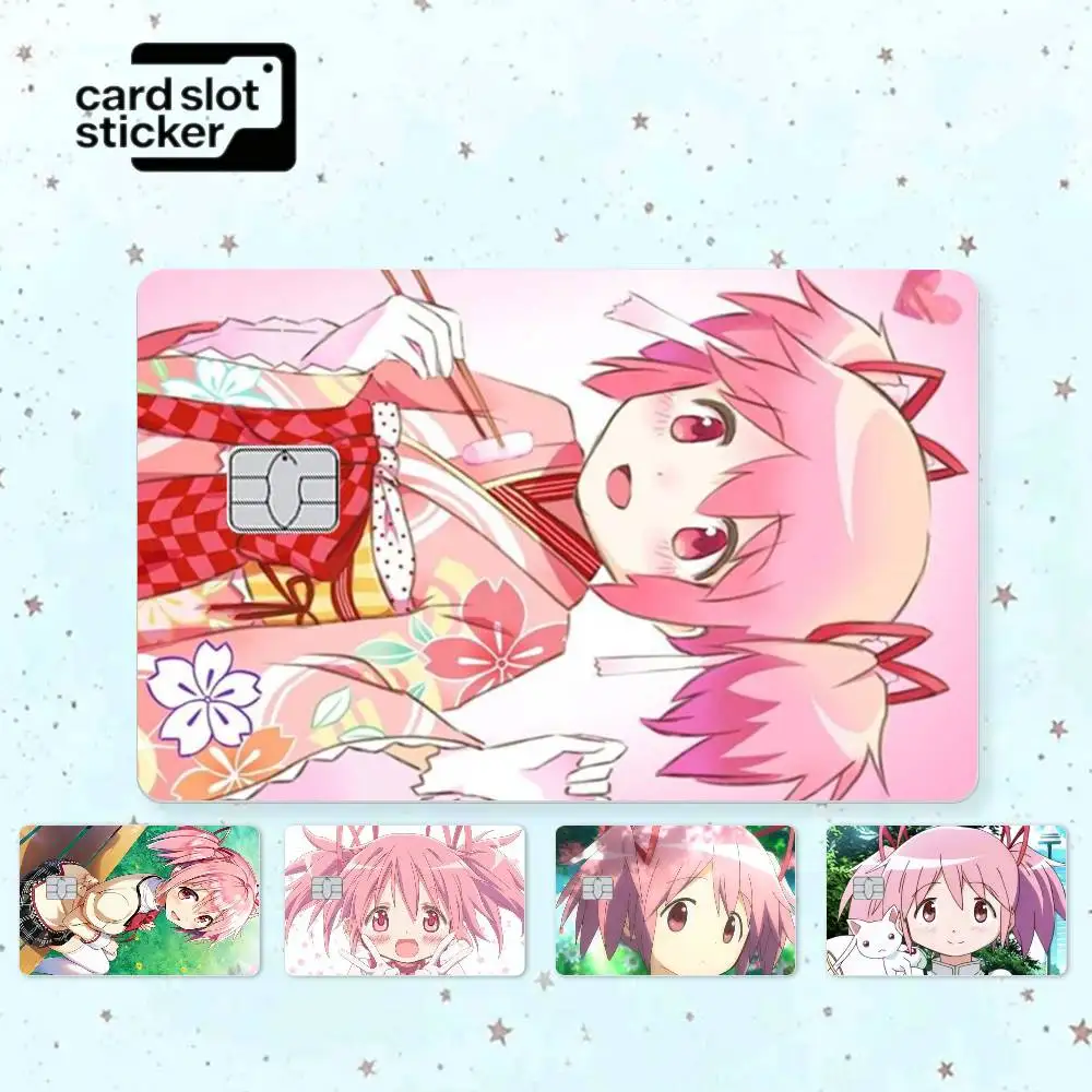 Anime New Puella Magi Madoka  Credit Card HD Stickers Small Chip Waterproof Sticker Game Card Decal Gift