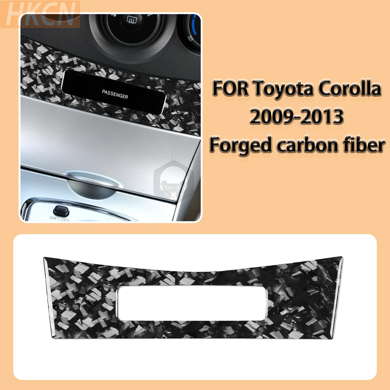 FOR Toyota Corolla 2009-2013 Forged Carbon Fiber Passenger Side Center Console Trim Panel Decoration Interior Accessory Stickers