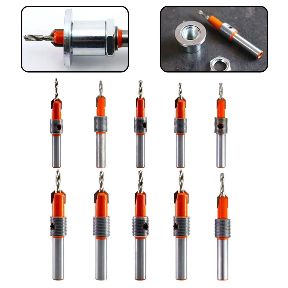 8/10mm Shank Adjustable Countersink Woodworking Router Core Limiter Alloy Drill Bits Wood Drilling Milling Cutter Power Tools