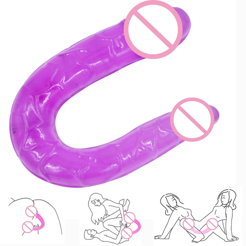 Double Sided Dong Jelly Dildo Penis Dick U Shape Artificial Penis Vagina Anal Plug G Spot Massager Lesbian Sex Toy For Women Man