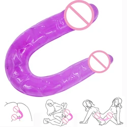 Double Sided Dong Jelly Dildo Penis Dick U Shape Artificial Penis Vagina Anal Plug G Spot Massager Lesbian Sex Toy For Women Man