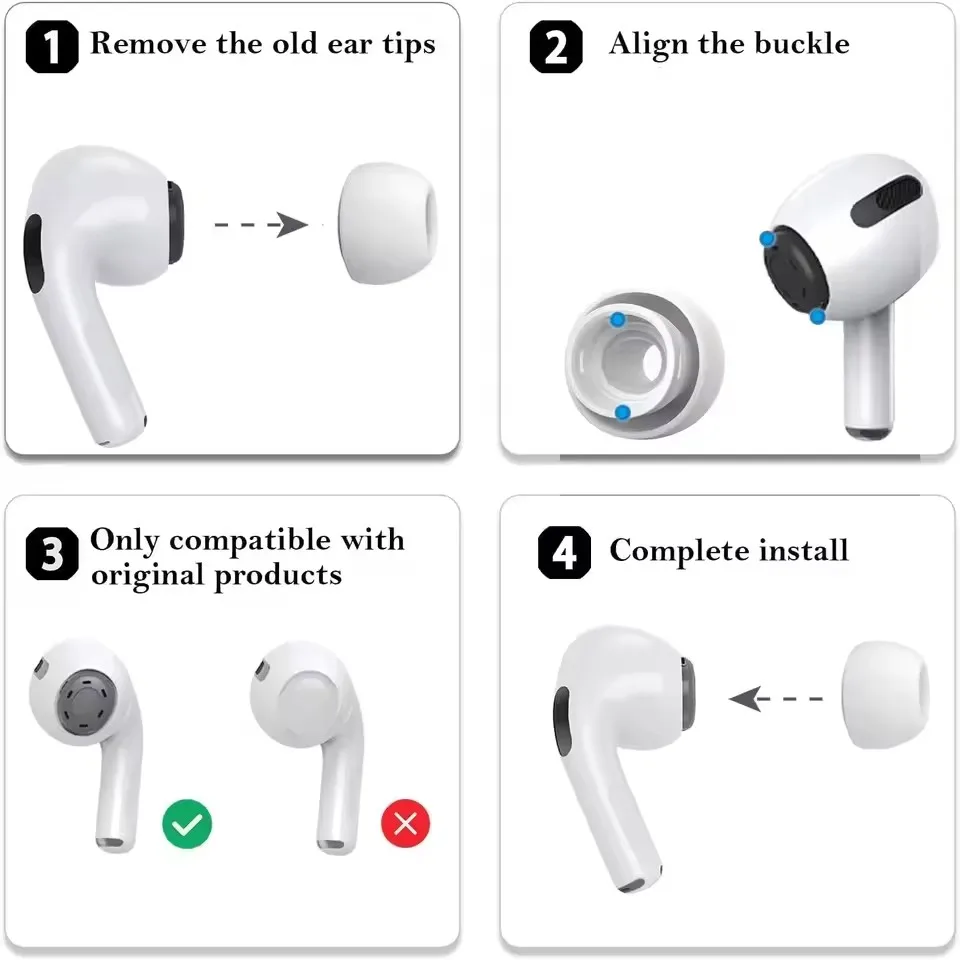 Мягкие силиконовые насадки для наушников Airpods Pro, беспроводные Bluetooth-наушники, чехлы, шапки, подушечки для наушников, насадки для ушей, 2 шт./пара