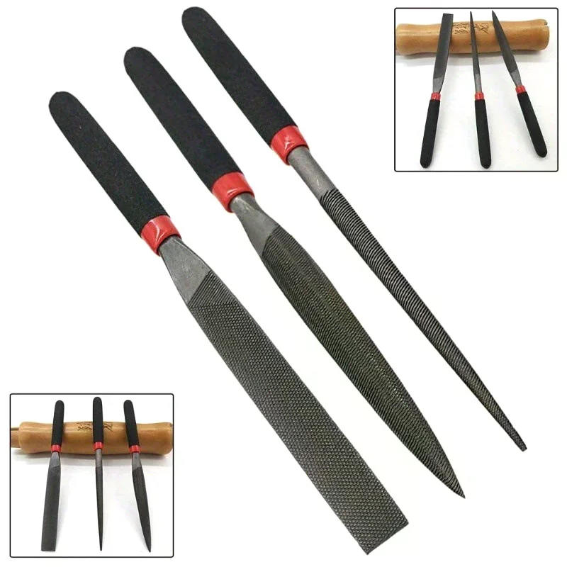 3pcs Tool Small Steel Files Needle Flat File for Stone Glass Metal Carving Craft Needle Filing Woodworking Hand Sets