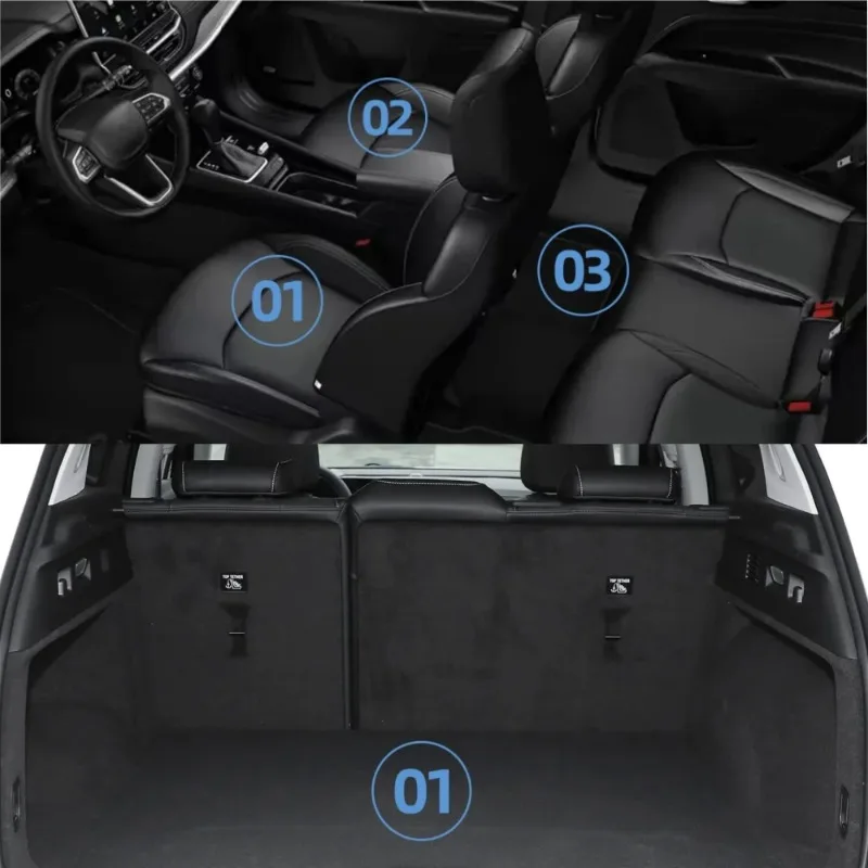Floor Mats For ZEEKR X 5Seats 2025 Car Floor Mats Cargo Liner Trunk/Backrest Mat TPE 3D Foot Pads All-Weather Accessiories Black