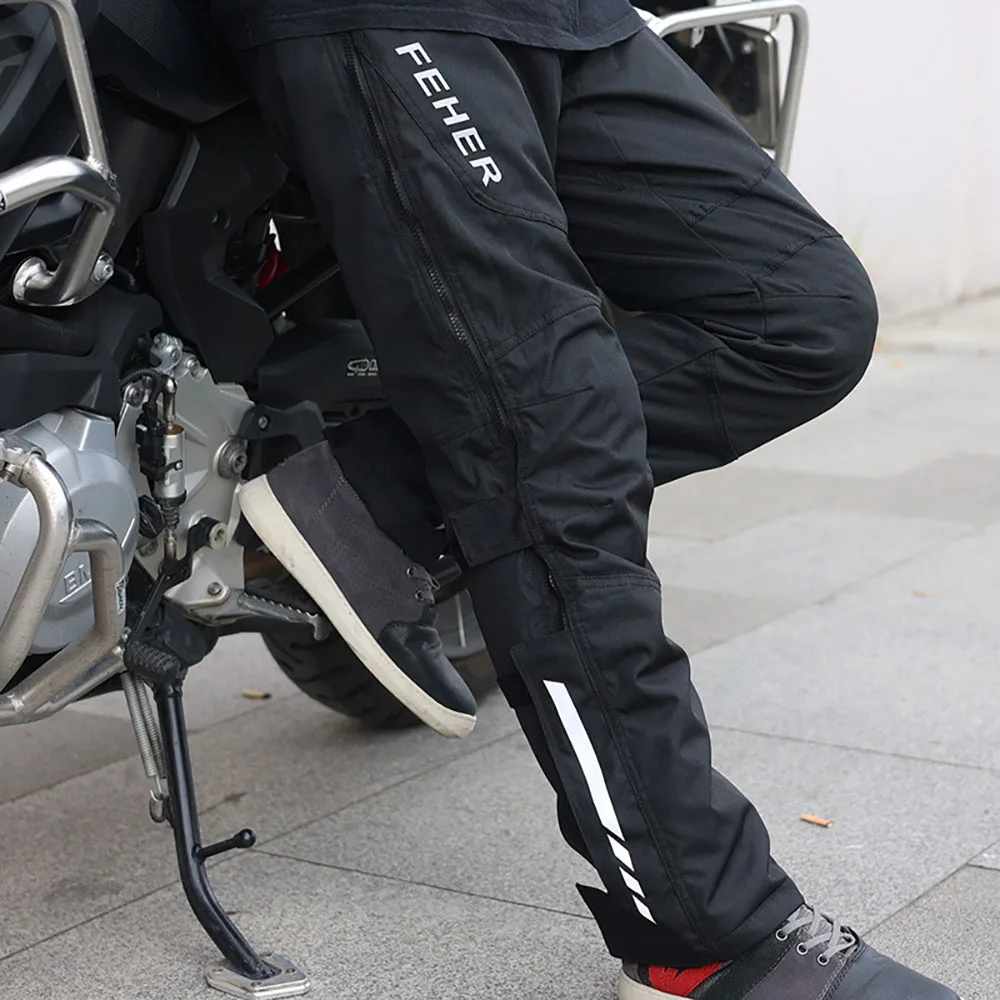 Men Motorcycle Quick Release Pants Bi-directional Zipper Reflective Motocross Pants Winter Warm Motorbike Pants