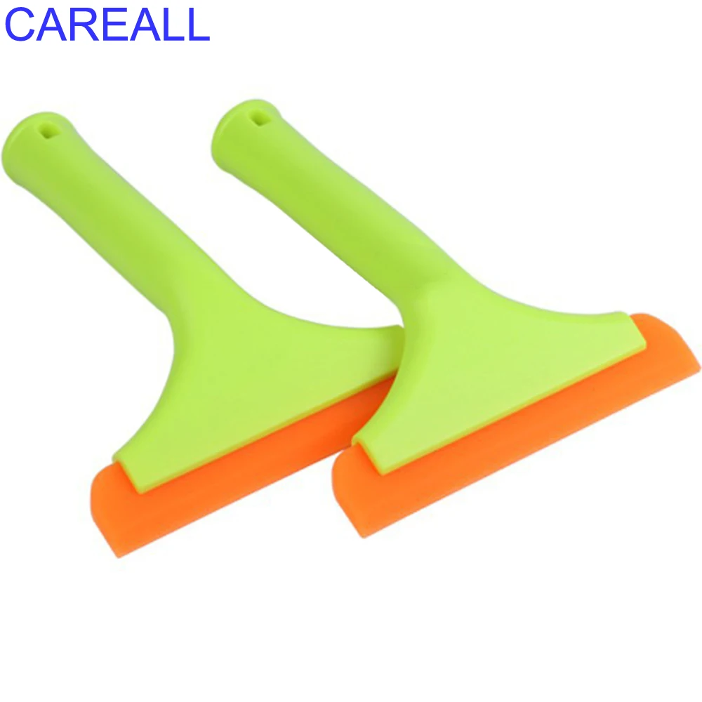 CAREALL 2pcs Glass Cleaning Tool Soft Silicone Blade Scraper Plastic Handle Home Bathroom Mirror Shower Squeegee Car Water Wiper