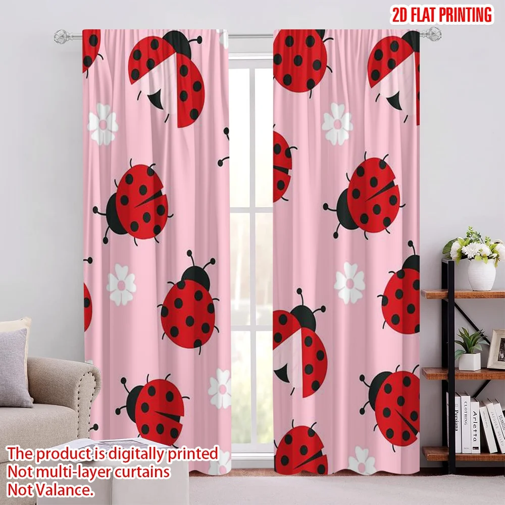 2 قطعة ، 2D طائرة الطباعة نمط الستائر الخنفساء موكب البوليستر سهلة التركيب (بدون قضيب) الهدايا Ldeal لغرفة النوم غرفة المعيشة