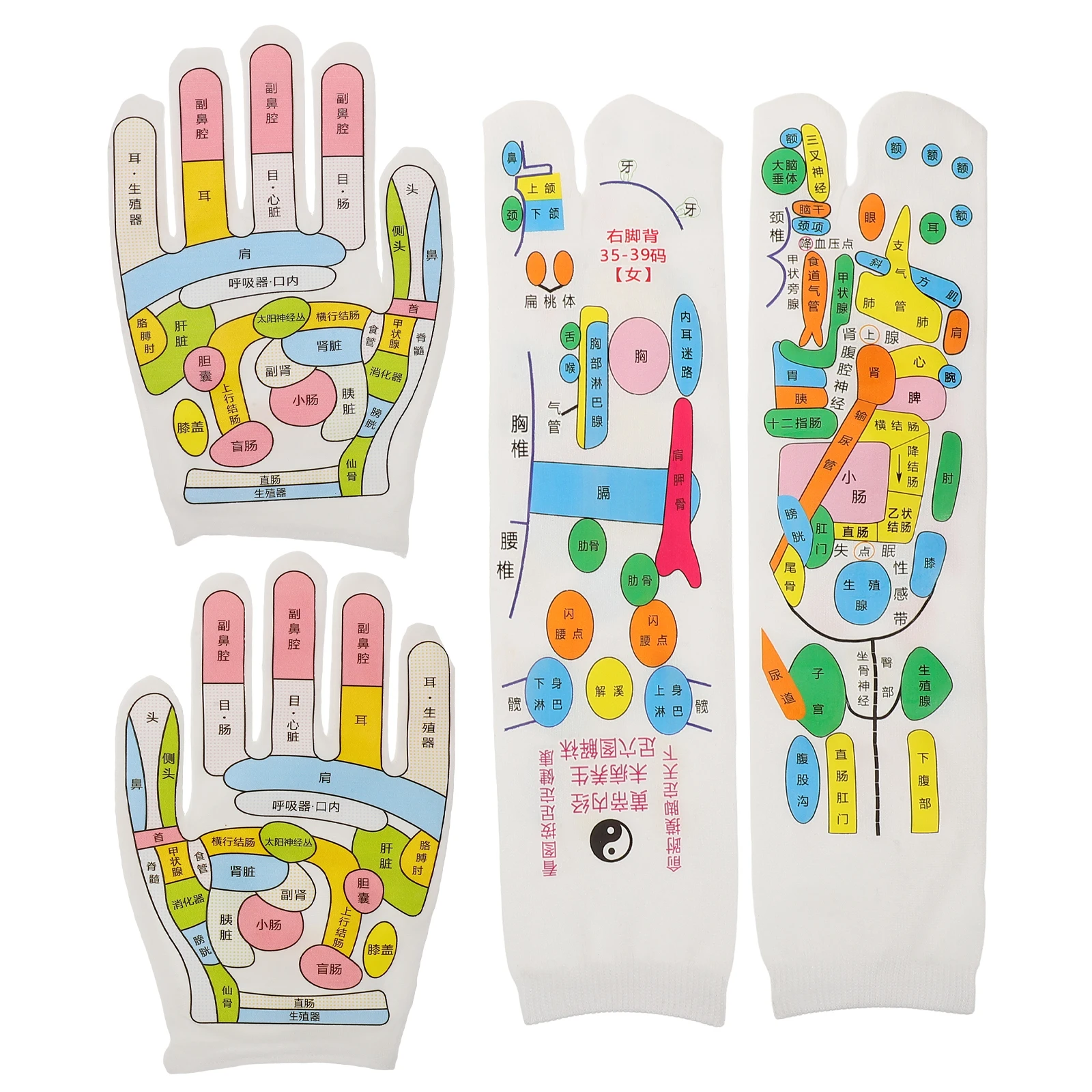 

1 комплект, многоразовые дышащие массажные перчатки, эластичные чехлы для рук с узором акупунктурных точек, моющиеся инструменты для рефлексологии для облегчения боли