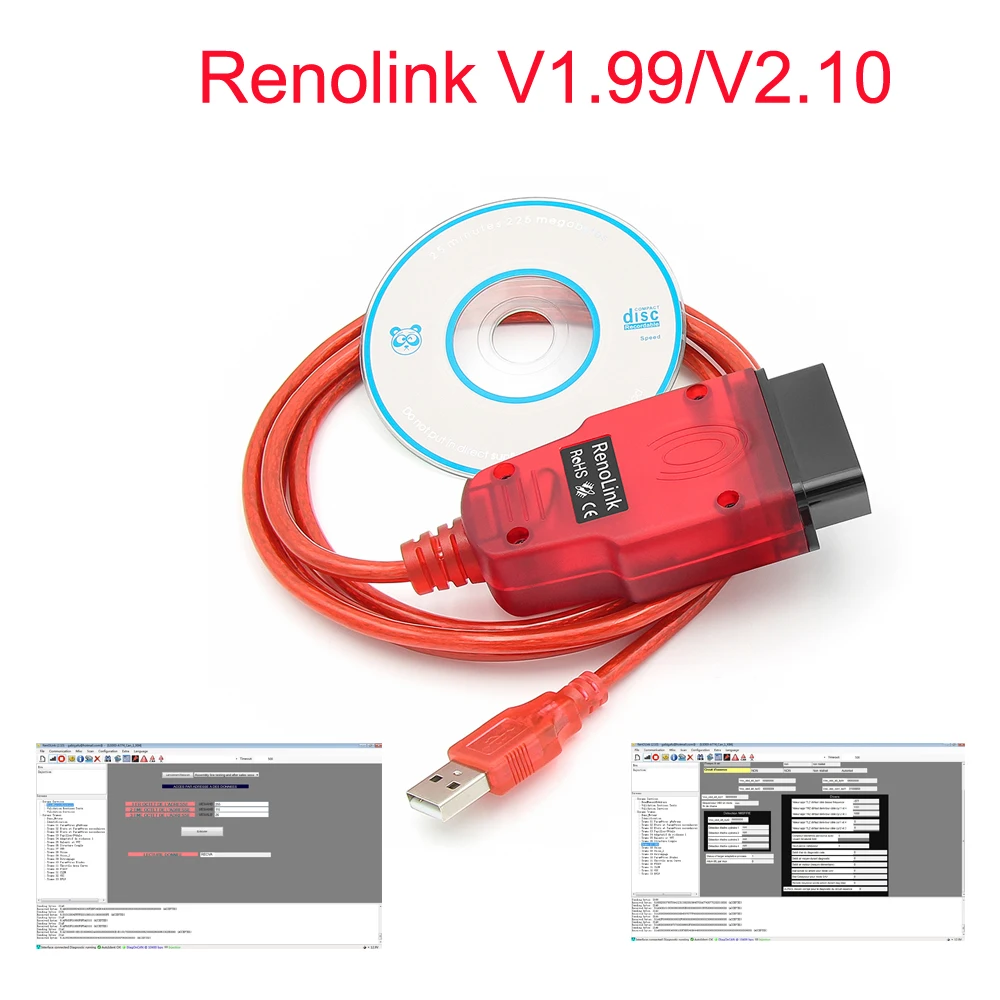 

Диагностический кабель Renolink V2.10 OBD2, инструмент для сброса ключа, подушки безопасности, ECM, UCH, USB-интерфейс для Renault