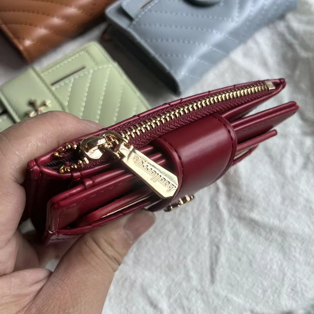 Neue Damen-Kurzgeldbörse, hochwertig, abnehmbarer Kartenhalter, Damen-Geldbörse mit Reißverschluss, Münzfach, Fotohalter, Geldklammer für Mädchen – Detail 27