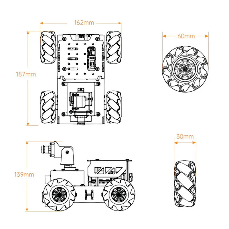 4WD TurboPi Mecanum Wheel Motor Robot Car for Raspberry Pi 4B 8GB Camera for Starters Open Source Programmable Robot Car DIY Kit