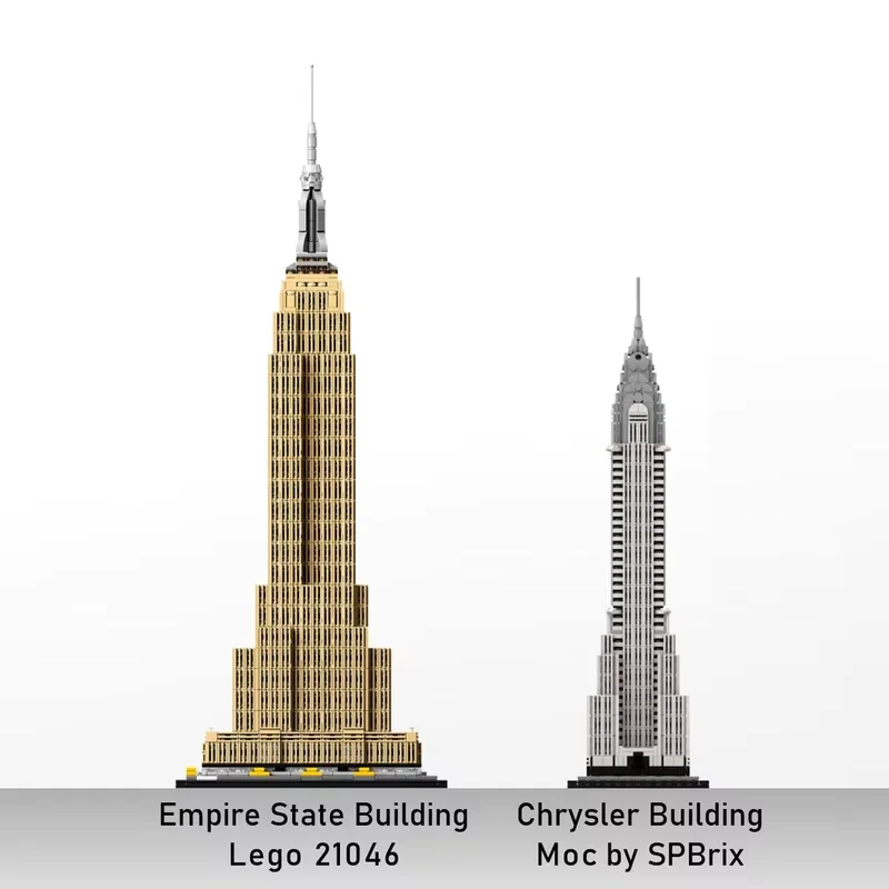 MOC Gebäude Spielzeug Chrysler Gebäude Modell im Maßstab 1:80 1210 Stück kleine Partikel zusammengebaute Spielzeugbausteine Display-Set Kreative h