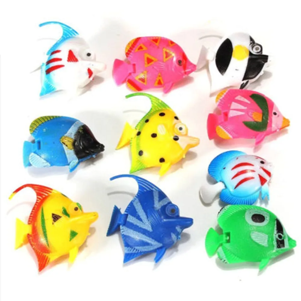 10 STKS Kunstmatige Oceaan Tropische Vis Kleine Plastic Nep Tropische Vis Levendige Gesimuleerde Aquarium Ornament Aquarium Decoraties