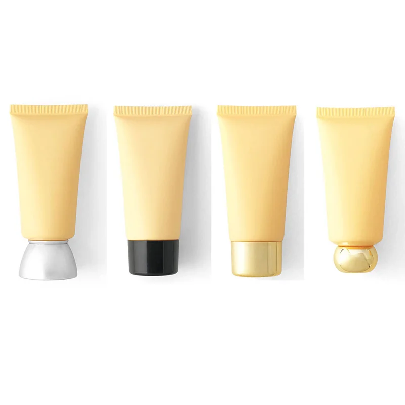 

50g 50PCS Yellow Frosted Soft Cosmetic Lotion Tube Container With Screw Lid Cream Plastic Bottles Travel Size Hand Cream Bottles