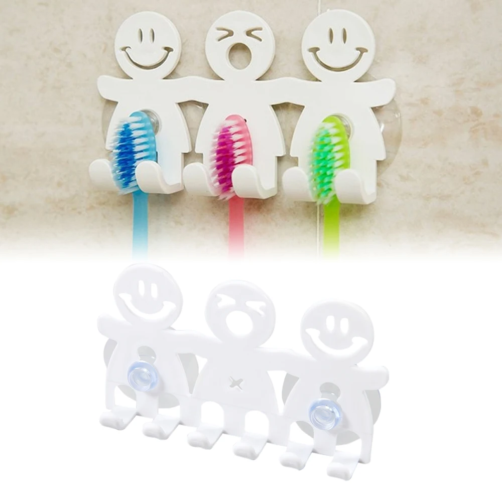 1 PC Toothbrush Holder Wall-mounted Suction Cup 5 Cute Cartoon Smile Tooth Holder