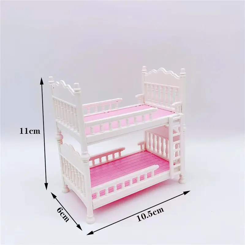 Kids Mini Fun Pink Doll Bed Bedroom Furniture For 5.5 Inch Barbie Doll Accessories Girl\'s Simulation Dollhouse Princess Bed Toys