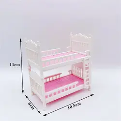 Kids Mini Fun Pink Doll Bed Bedroom Furniture For 5.5 Inch Barbie Doll Accessories Girl's Simulation Dollhouse Princess Bed Toys