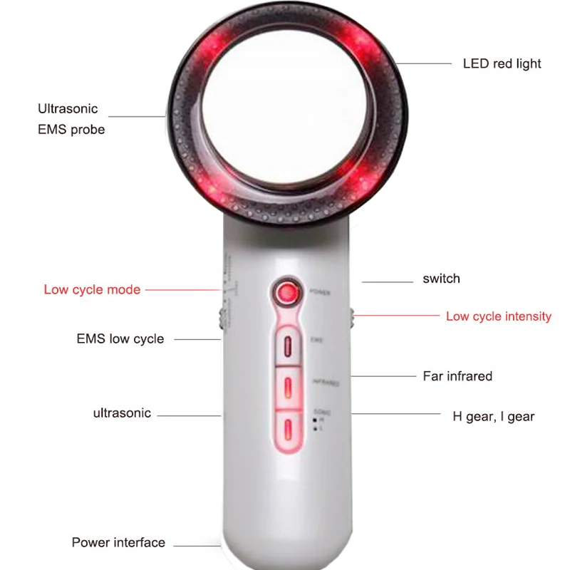 YUET WIN 3 In 1 Ultrasonic Slimming device, EMS Massage Device, LED Color Light Skin Rejuvenation Introduction Device