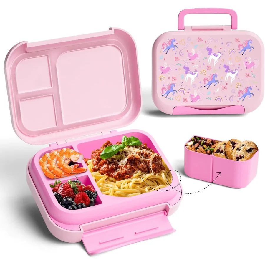 

Bento Lunch Box 5Compartment Leakproof Container with Handle Movable Snack Box BPAFree Dishwasher Microwave Safe Utensils Inclu