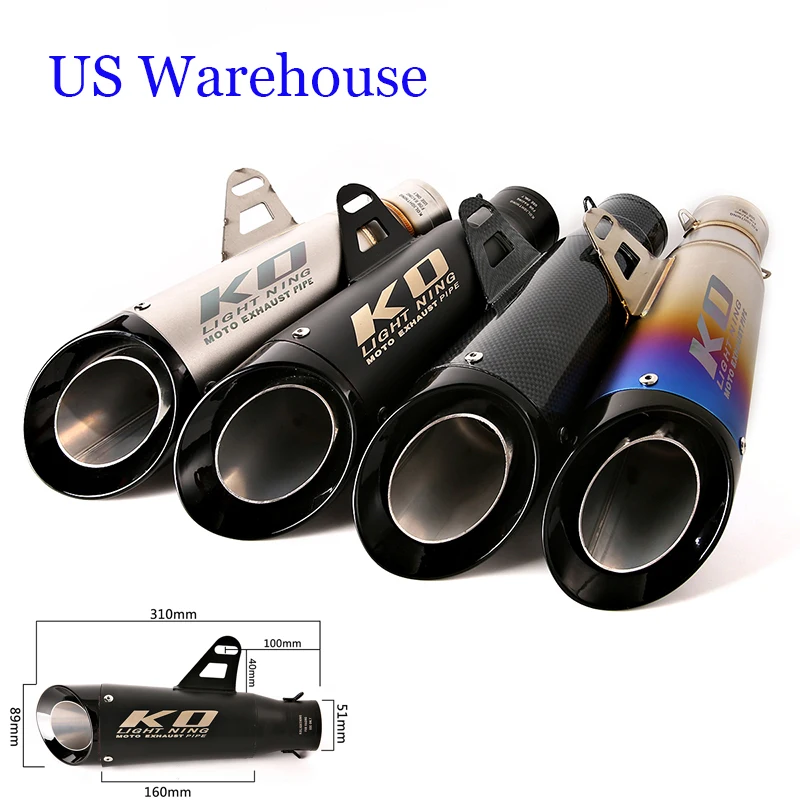 

Motorcycle 310mm Exhaust Tip Silencer Escape Muffler Pipe Slip on Modified For 51mm Exhaust System Tubes