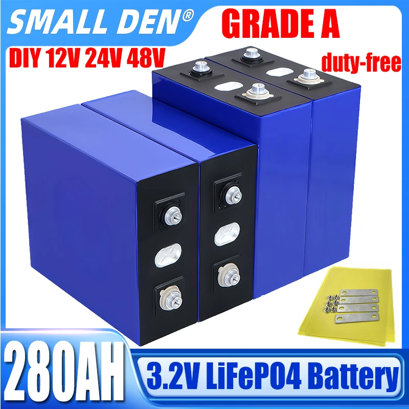 

3.2V 280Ah new 1-16pcs A-grade LiFePO4 battery DIY 12V 24V 48V electric scooter RV lithium iron phosphate solar storage system A